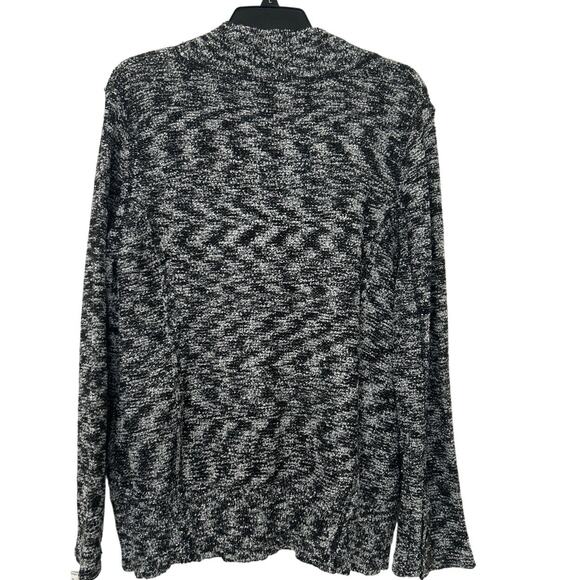 Curio Black Textured Knit Mock Neck Button Down Cardigan Sweater New L - Picture 2 of 16